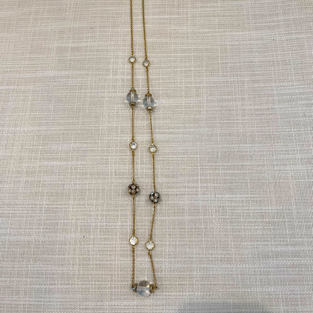 J Crew Crystal & Gold Necklace (32”)